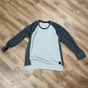 DKNY Men's Two-Tone Crewneck Sweater - Light Gray & Charcoal